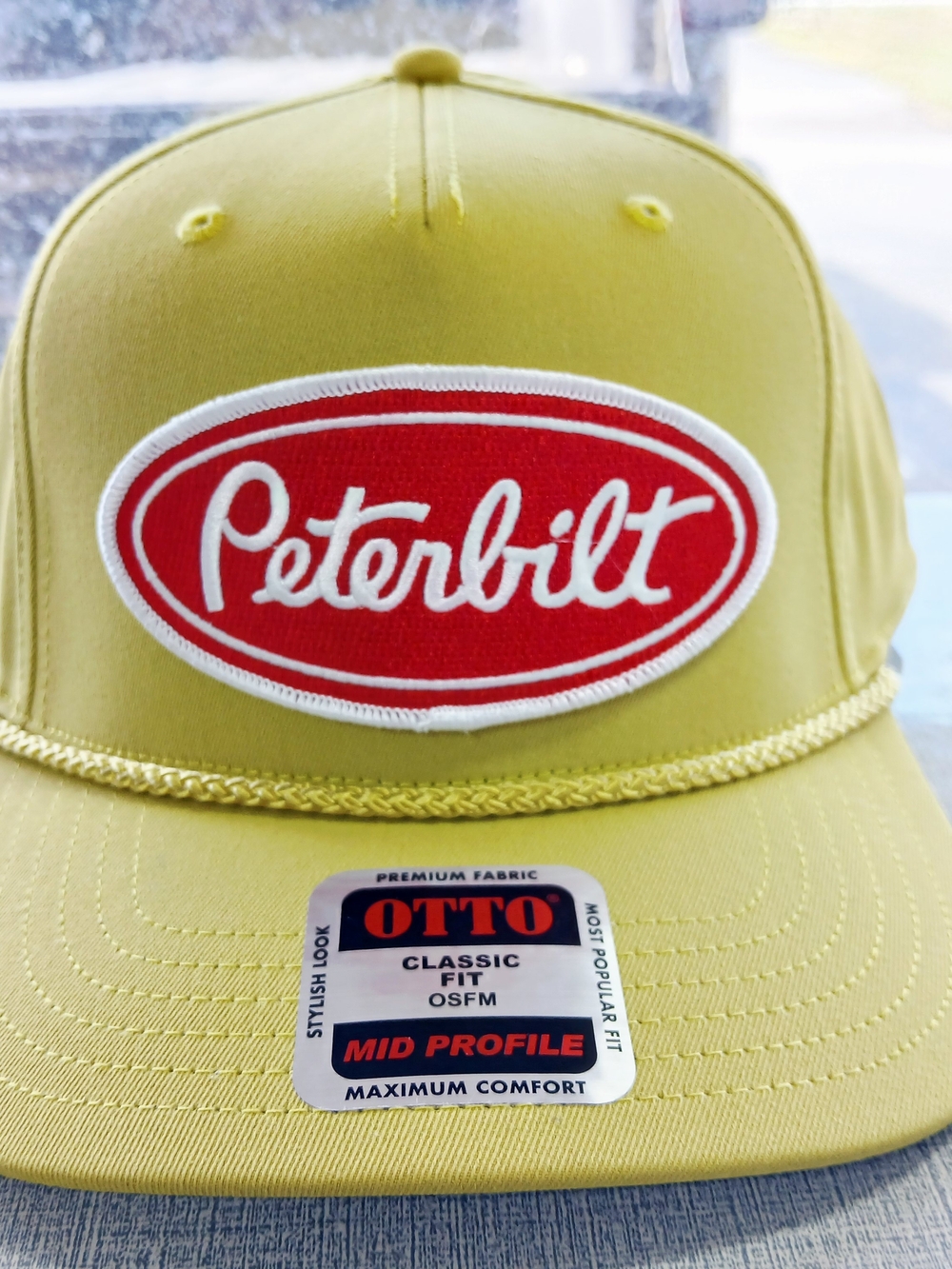OTTO Yellow Trucker Hat with Red Peterbilt Patch